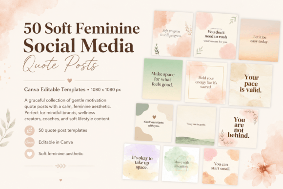 Download 50 Soft Feminine Social Media Quote Post - Premium Resources