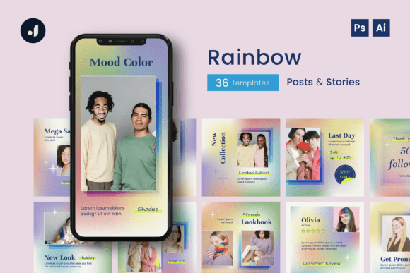 Download Rainbow Instagram Template - Instagram Collection