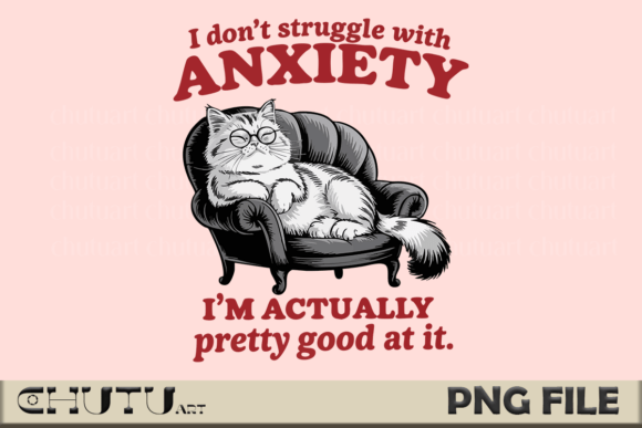 Download Anxiety Cat PNG - Funny Lazy Quote - Premium Bundle